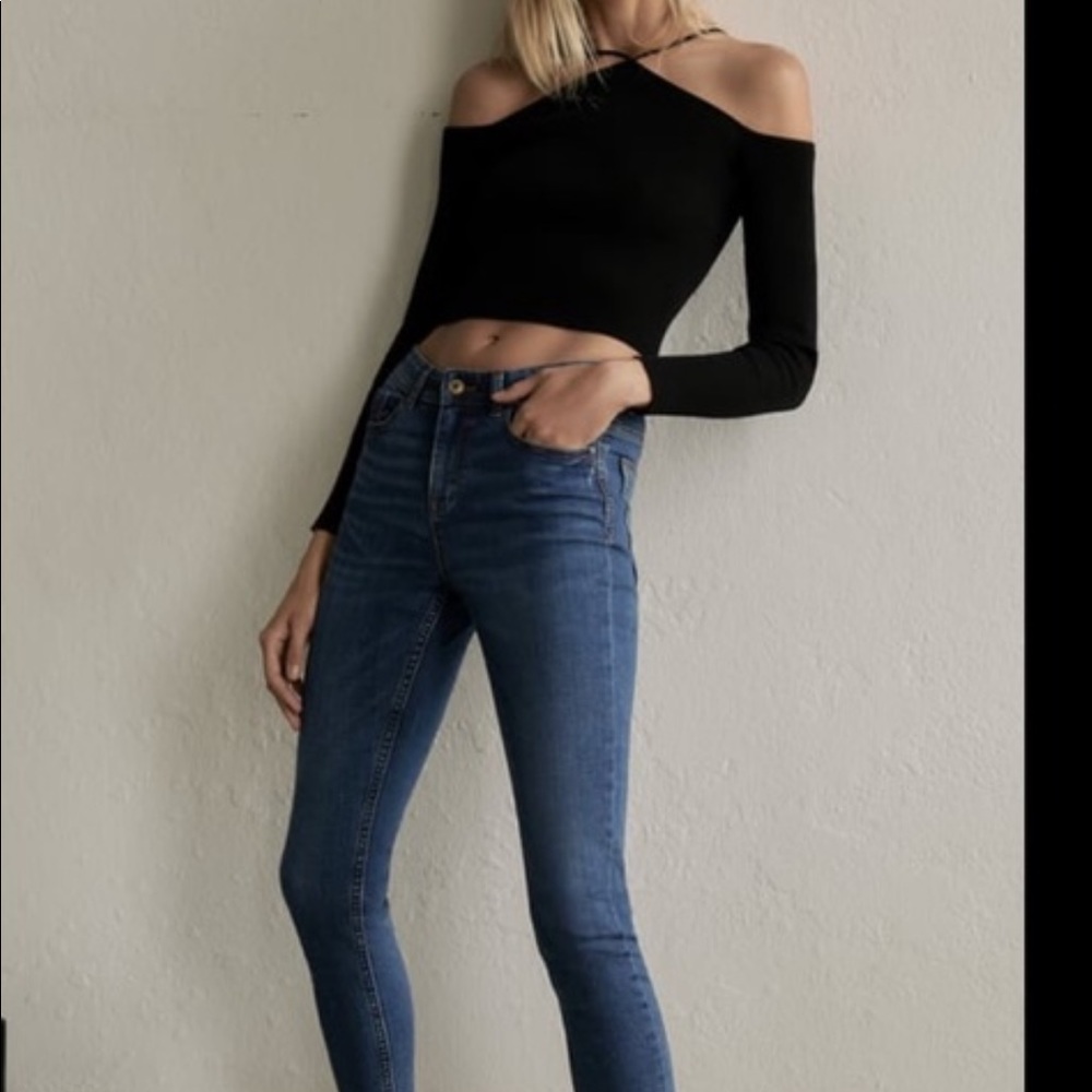 ZARA,  Denim, Z1975, Frayed Hem Skinny Jeans. Size 6.